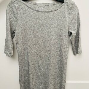Gray 3/4 Sleeve Boat neck cotton top